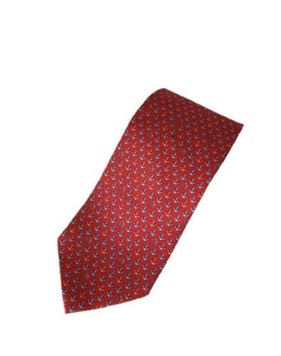 dunhill tie Anchor pattern 100% Silk USED MEN Made in Italy necktie