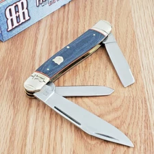 Rough Ryder Stockman Pocket Knife Stainless Steel Blades Jean Micarta Handle