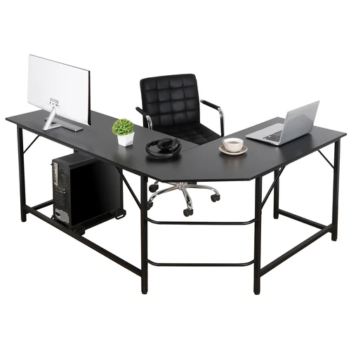  66" L-Shaped Desk Computer Gaming Desk Laptop Table Corner Workstation Office - Picture 17 of 19