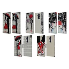 OFFICIAL LOUIJOVERART RED INK LEATHER BOOK WALLET CASE COVER FOR NOKIA PHONES