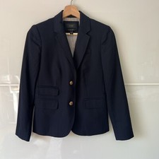 J Crew Schoolboy Womens Size 00 Navy Blue Long Sleeve Two Button Blazer Jacket