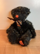 Russ Sparky Halloween Teddy Bear Plush Black Gold Stuffed Animal 9"
