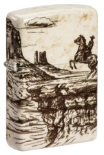 Zippo Windproof  Western Theme Lighter with Cowboy on Horse, 48518, New In Box