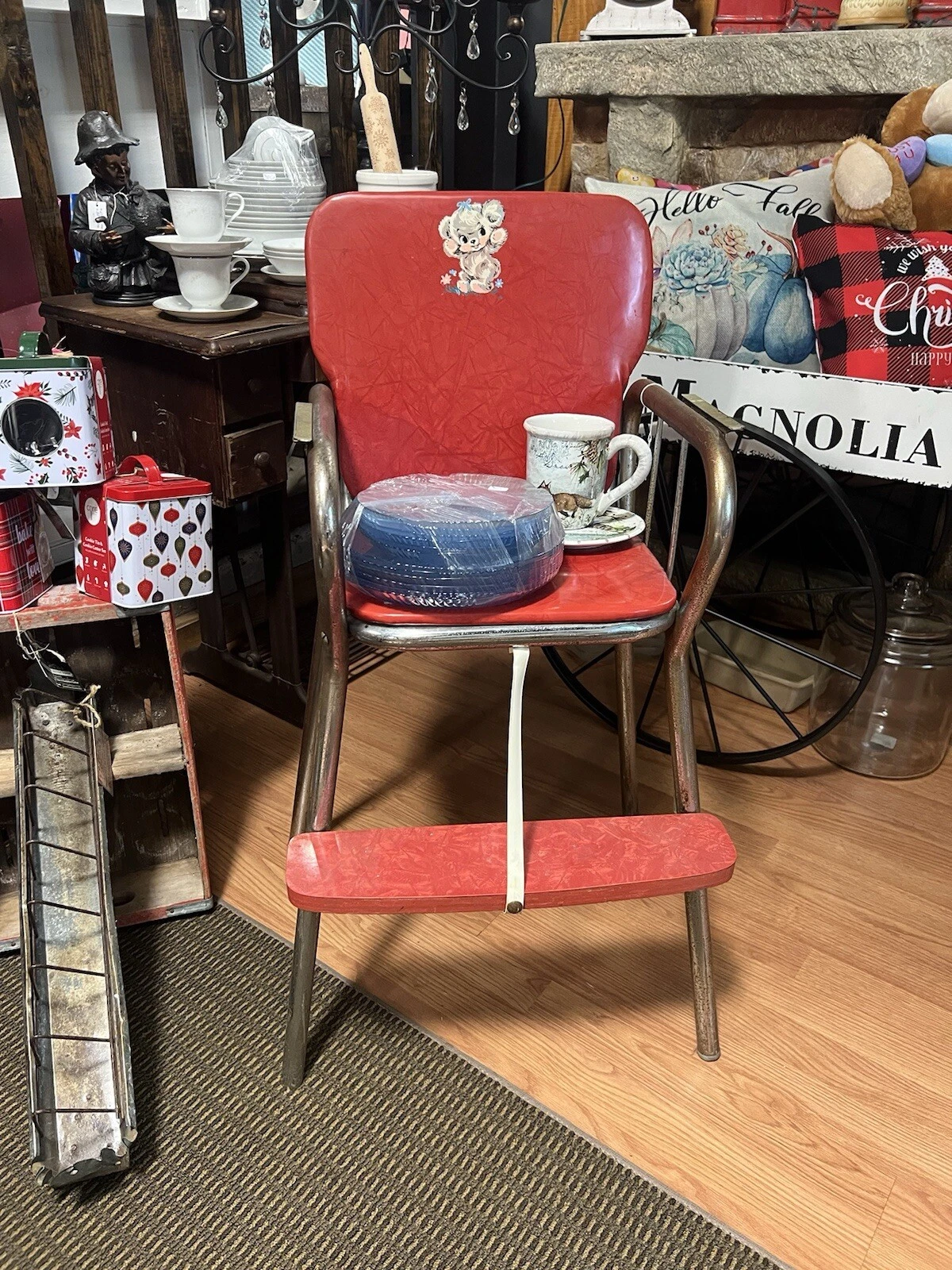 VINTAGE Cosco Baby High Chair w/Strap No Tray Vinyl Seat See Pics Good Condition