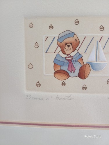 VTG BROOKE MORRISON 1989 FRAMED "BEANO N' BONTS" NAUTICAL TEDDY BEARS 408/700 - Picture 3 of 11