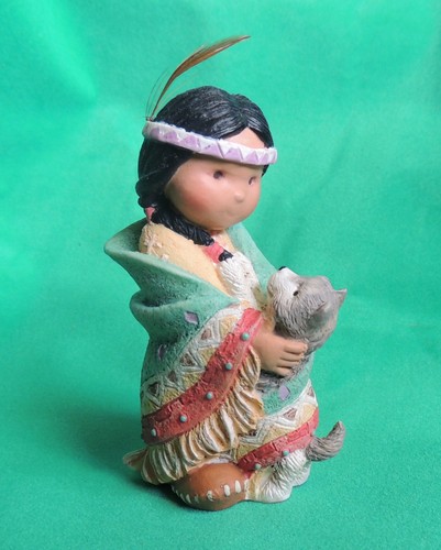 Dances With Wolf Indian Boy With Wolf Friends of the Feather Figurine 115657 MIB - Picture 2 of 6