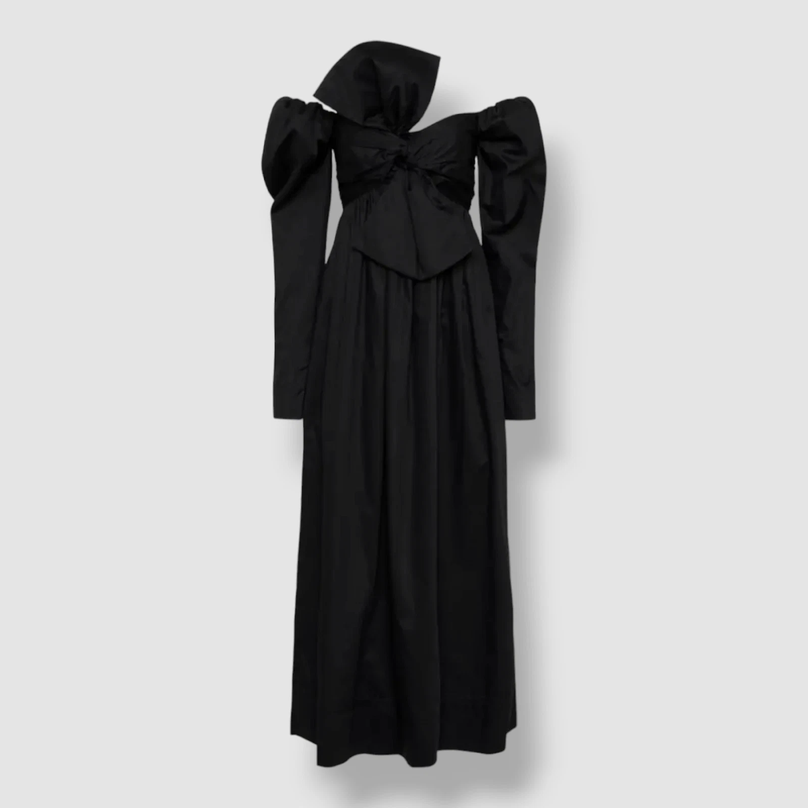 VALENTINO Abito midi donna Aje nero Valentina fiocco a maniche lunghe $575 taglia 10