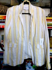 ***$375.00 Frame Yellow Striped Linen Blazer 14 Nwt***