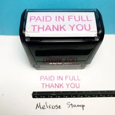 Paid In Full Thank You Rubber Stamp Pink Ink Self Inking Ideal 4913