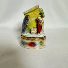 GREENBRIER INTERNATIONAL Trinket Box, Nativity Scene Jesus Mary Joseph Manger