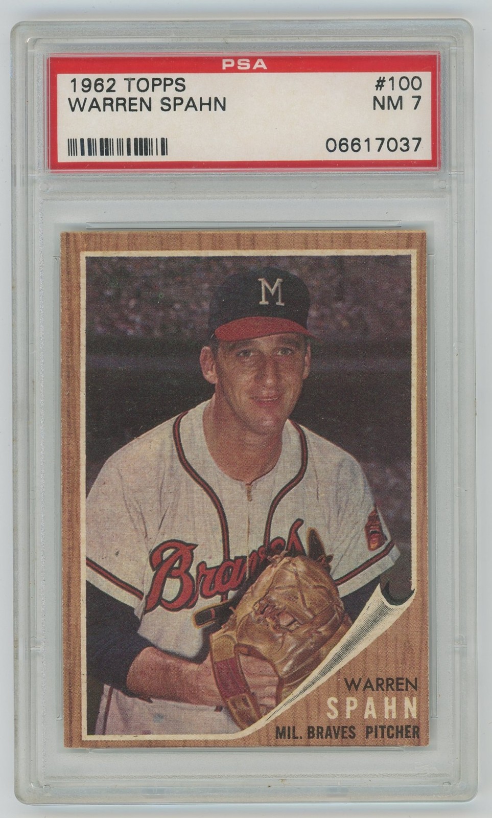 1962 Topps #100 Warren Spahn PSA 7