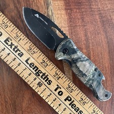 Ozark Trail Plain Edge Liner Lock Camo Bottle Opener Folding Pocket Knife