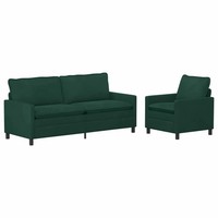 Sofa Set 2Er DunkelgrüN Samt Couch 2-Sitzer Polstergarnitur Wohnzimmer