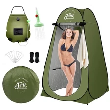 Solar Shower Tent Kit, 2 Pcs, Instant Pop Up Privacy, 5 Gallon Solar Shower B...