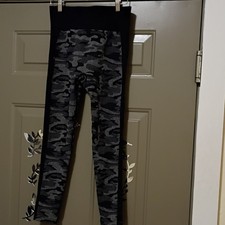 Black Gray Camouflage High Waist Stretch Ankle Leggings for Women