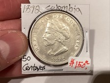 Colombia 1892 50 Centavos Christopher Columbus AU