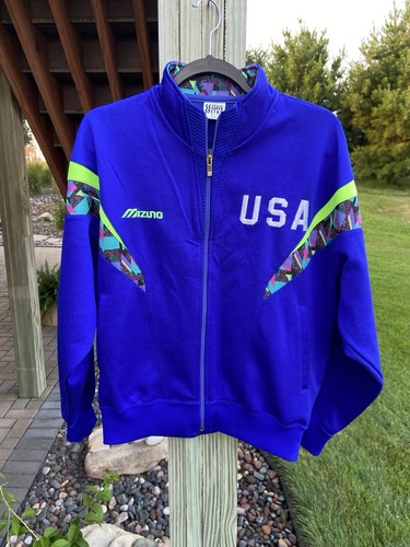 Mizuno, Vtg 90s Mizuno USA Tennis Track Jacket Blue Large Used Made in Japan