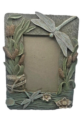 Clay 3D Dragonfly Picture Frame Green/brown Table Top