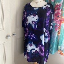 Grace Top/ Dress Size Uk 18 Ladies Purple Floral & Lined Design ( W24”- L31”)