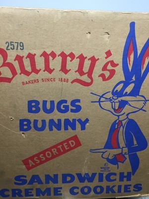 Bugs Bunny COOKIES CASE BOX Burry's Vintage Advertising Looney Tunes Rare Empty