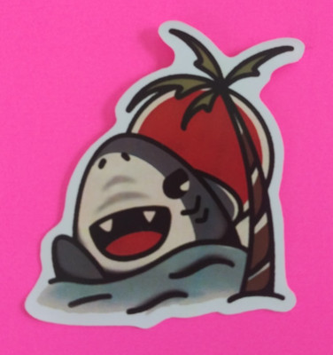 Happy Shark Swimming Sticker 2.18'' x 2'' (D)