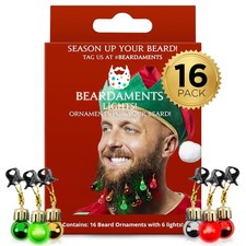 Beard Lights - Light-Up Beard Ornaments for Men - Colorful Christmas Beard Ba...