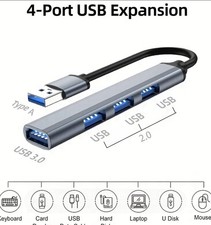 4-in-1 Aluminum Alloy USB Hub 3.0 Portable Mini Multi-Port Expander