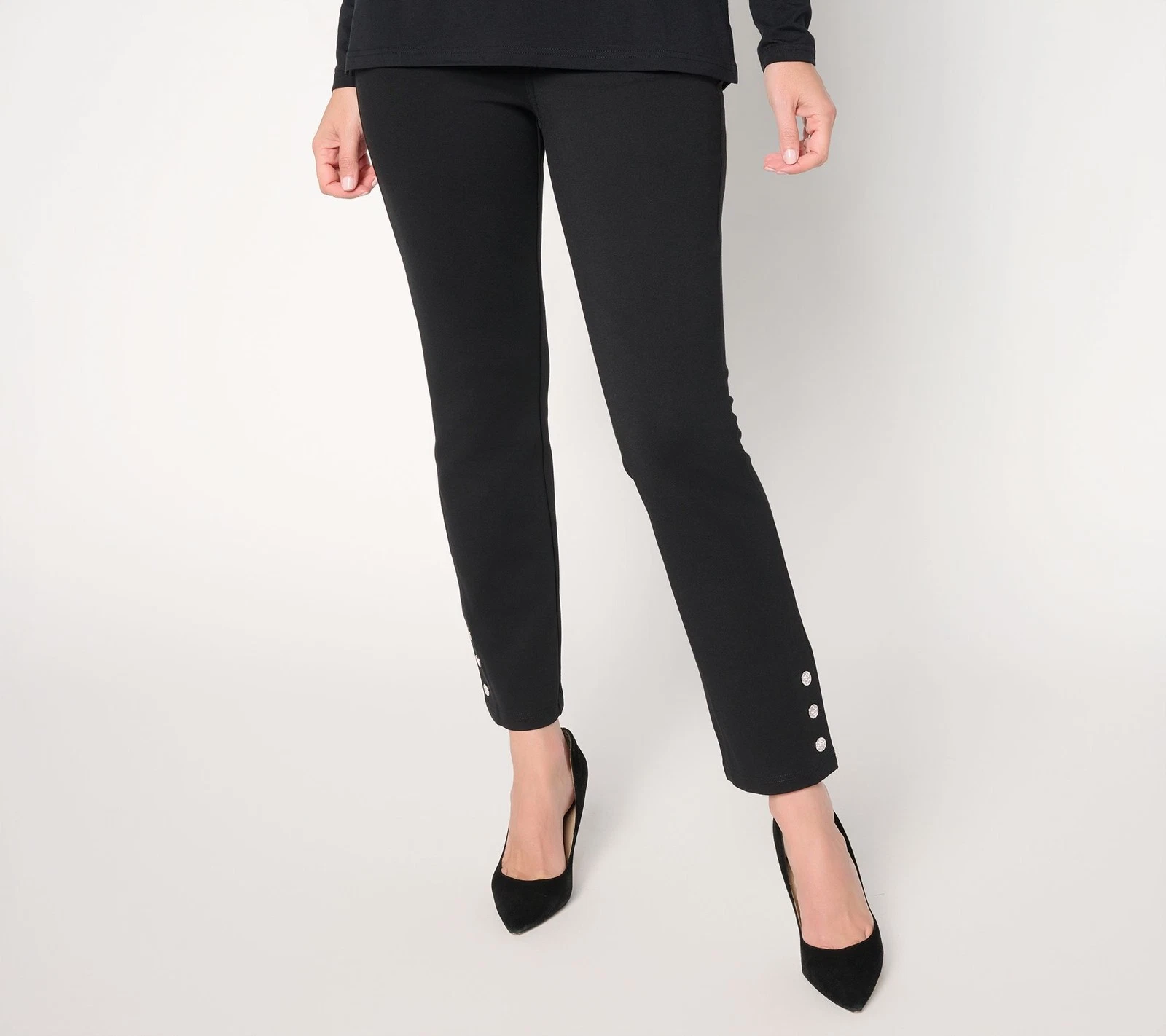 Belle by Kim Gravel Women's Petite Pants 14P Jingle Belles Ponte Black A711217
