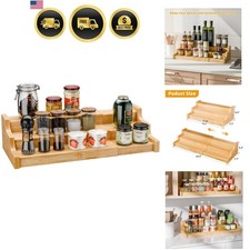 Spice Rack Kitchen Cabinet Organizer, 3 Tier Bamboo Expandable Spice Storage,...