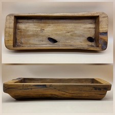 Vintage Hand Carved Primitive Wooden Dough Bowl Farmhouse Natural Heavy Wood