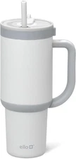Ello Oasis 30 oz Tumbler with Handle & Retracting Straw 30 Ounces, Grayscale 