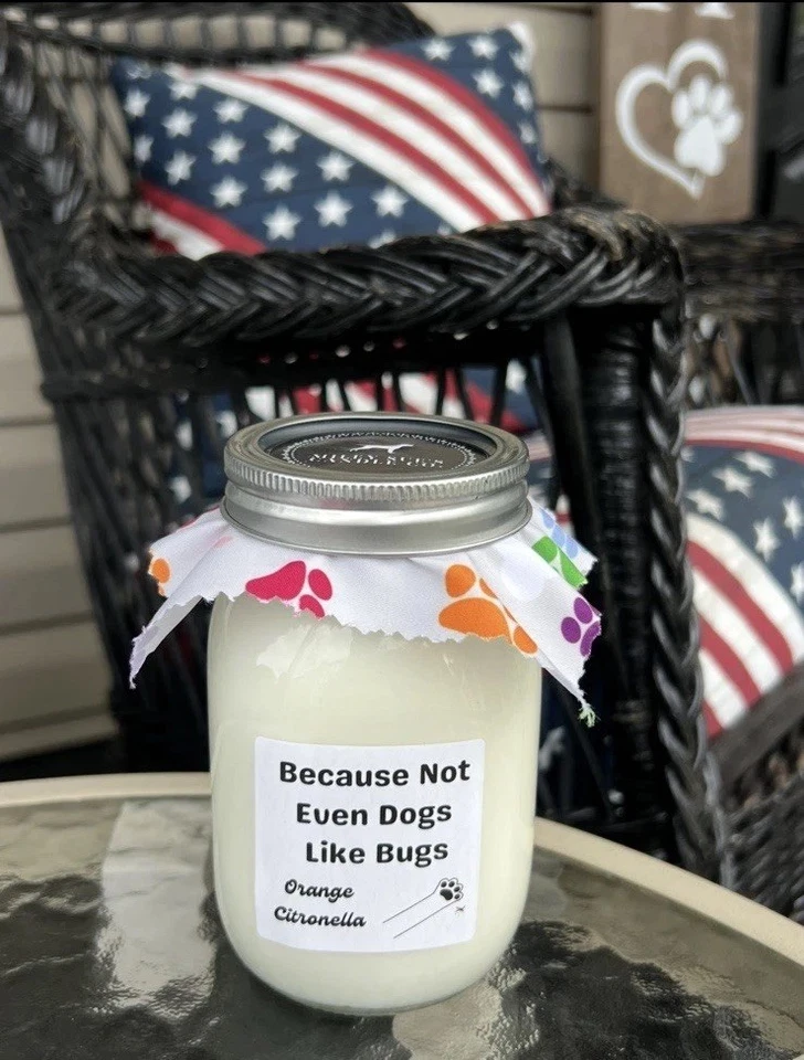 Soy Dog Candle Dogs Orange Citronella Scent 16oz Glass Jar Outdoor Repels Bugs - Image 3 of 4