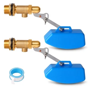 2 Pack Brass Float Valve 3/4 Inch, Livestock Water Tank Float Valve Switch Br... - Picture 1 of 8