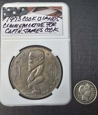 1973 Cook Islands $1 Silver Commemorative Coin Captain James Cook