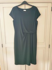 MINUET PETITE dark green dress with stylish gathered waistline Size 14