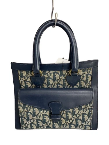 Sac à main Christian Dior toile marine motif complet trotteur jacquard occasion