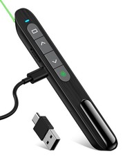 USB C Wireless Presentation Clicker with Green Light  Volume Control