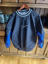 VTG Nike Center Swoosh Pullover Windbreaker Jacket Men Medium Zip Pockets 90s