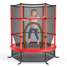 Goplus 55 Trampoline For Kids 4.6 Ft Mini Toddler Astm Certified Enclosure Net