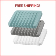Self Draining Soap Dishes, 3 Pcs Silicone Soap Saver, Waterfall Drainer Soap Hol
