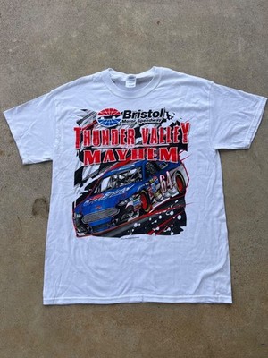 Vintage Bristol Motor Speedway NASCAR Thunder Valley Mayhem T-Shirt Size L C3