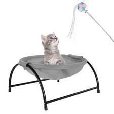 Elevated Cat Bed Hammock, Breathable Mesh Pet Bed with Metal Frame, Detachabl...