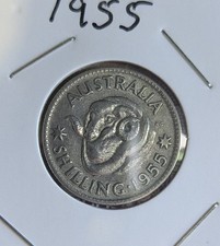1955 Australian Silver Shilling 1/- QUEEN Elizabeth II  (very Nice)