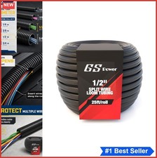 Split Wire Loom Tubing 1/2 Inch x 25 Ft Cord Protector Black Cable Conduit
