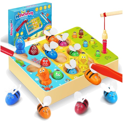 Montessori Angelspiel Holz ab 2 Jahre Kinderspielzeug – 3 in 1 Magnetisch Montessori Angelspiel Holz ab 2 Jahre Kinderspielzeug – 3 in 1 Magnetisch
