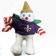 2011 Mr Bingle Snowman Plush 10  NOLA Purple Fleur De Lis Sweater w/ Tag LSU 