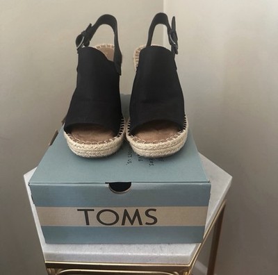Preowned Toms MONICA Black Women s Espadrilles Size 7 Comes W/ Original Box