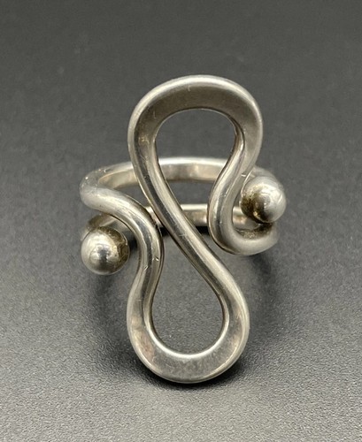 Unusual Anna Greta Eker Norway Mid-Century Modern Sterling Silver Ring Size 6.5