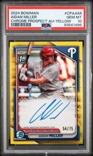 Aidan Miller 1st Bowman Chrome Auto Yellow Refractor PSA 10 /75