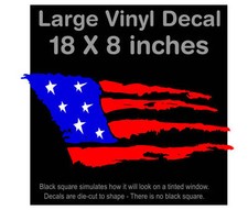 American Flag ROUGH STYLE LARGE Decal Sticker 18"x 8"
